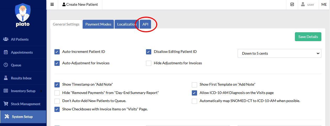 Plato API tab with the "Generate API Key" button.